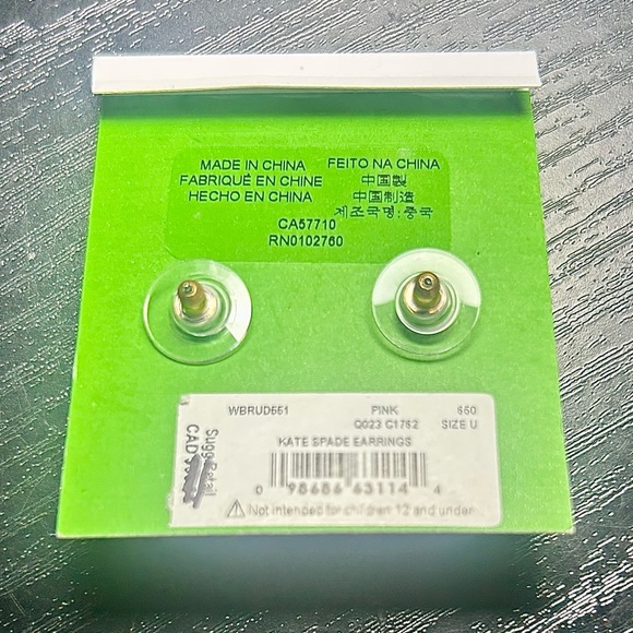 Kate Spade Pink Sparkle Stud Earrings – Gold Tone – NWT $58 Retail - Picture 5 of 6
